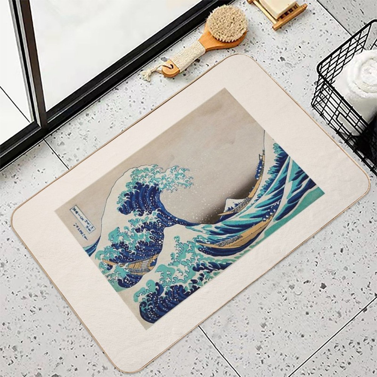The Great Wave of Kanagawa. Japanese Finest Art by Katsushika Hokusai. Oriental Art Lovers Gift.  Versatile Bath Mat