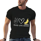 Funny Love Bananas Cute Banana Gifts Peace Love Banana  Oversized Silhouette T-Shirt