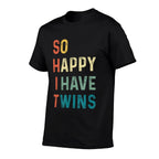 So Happy I Have Twins Funny Mom Dad Parent Saying Slogan  Oversized Silhouette T-Shirt
