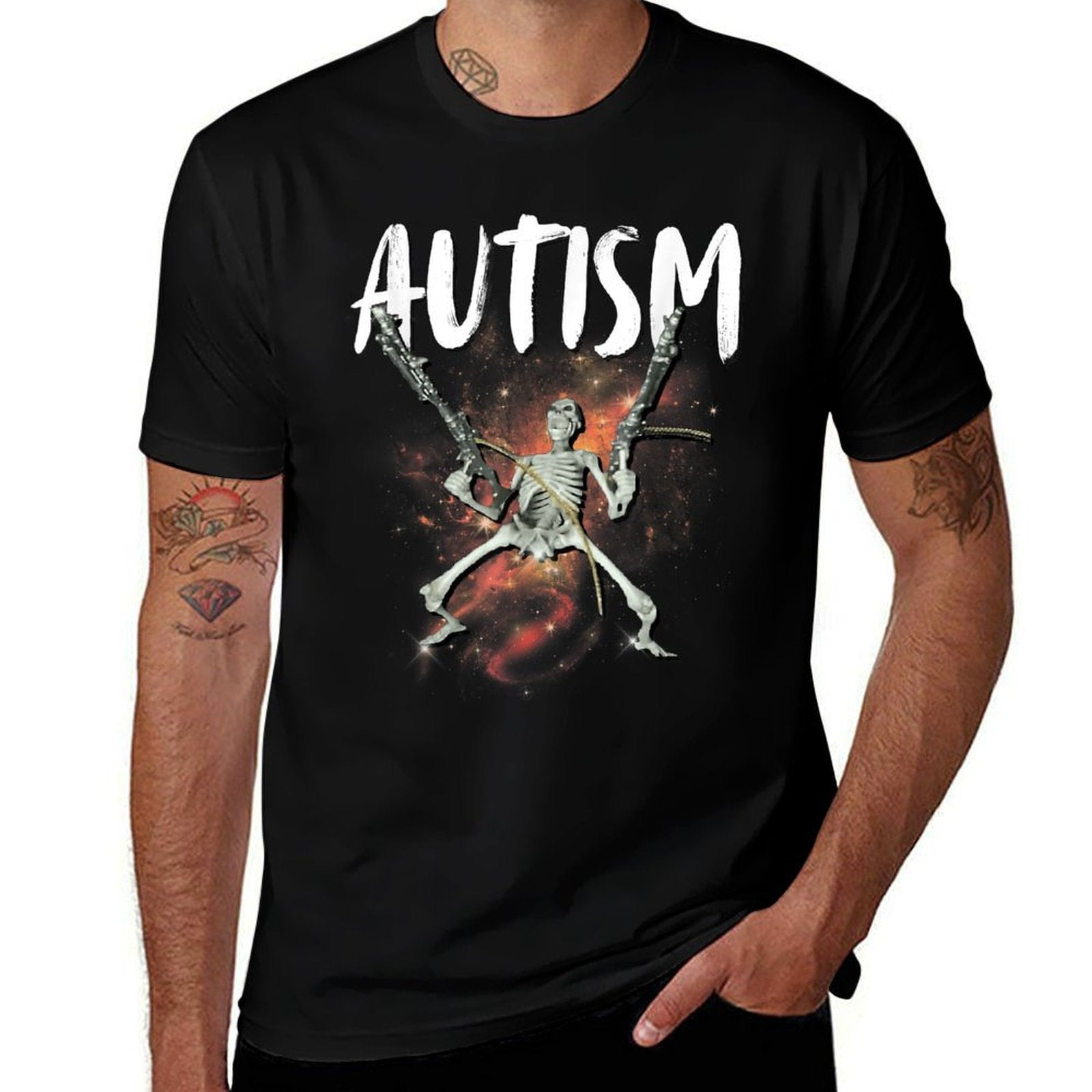 Autism Skeleton Meme Funny Men Women Kids  Trendy Pattern T-Shirt