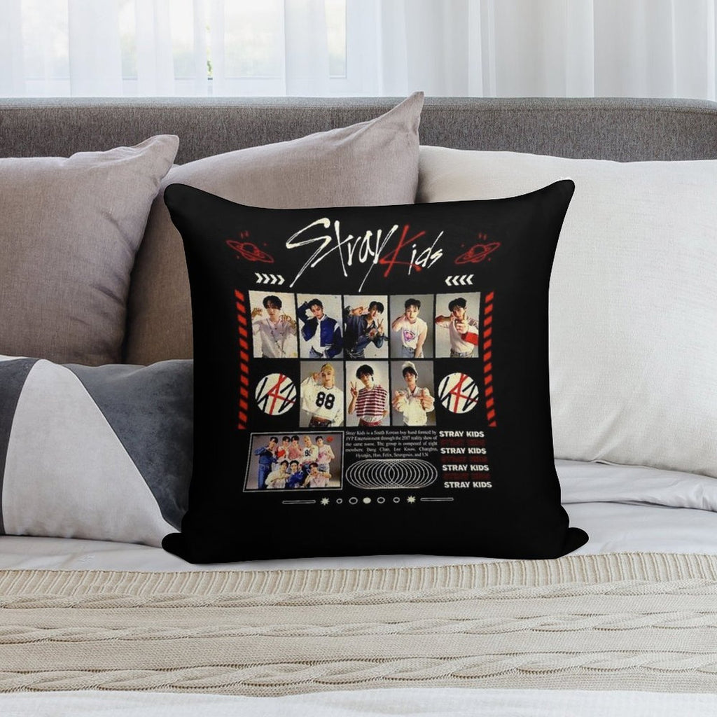 Stray Kids Concert Tour T-shirt Kpop Boy Group Bang Chan Lee Know Changbin Hyunjin Han Felix Seungmin Jeongin Soft Luxury Feel Throw Pillow