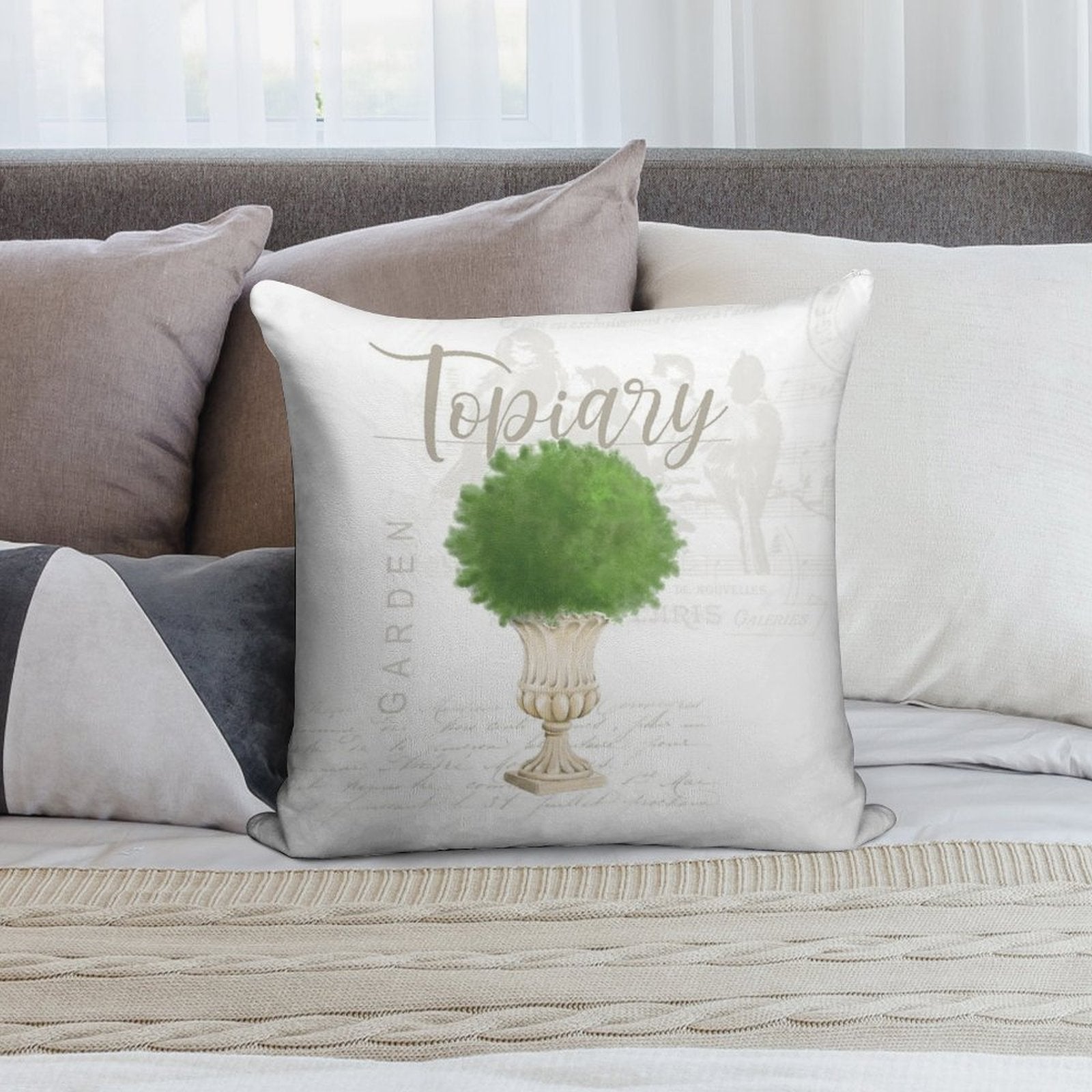 Topiary #2 Soft Reinforced Edging Throw Pillow