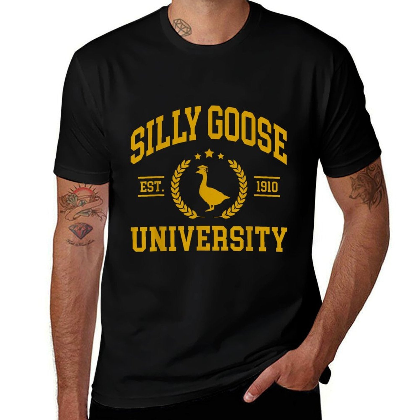 Silly Goose University, Funnys For Men, Goose  Easy-care T-Shirt