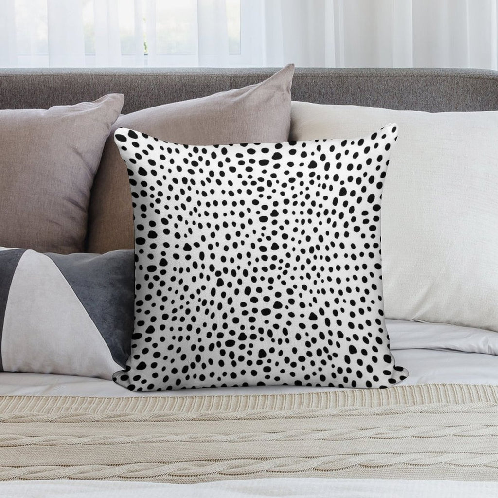 Modern Black And White Hand Drawn Polka Dots Soft Fade-Resistant Throw Pillow