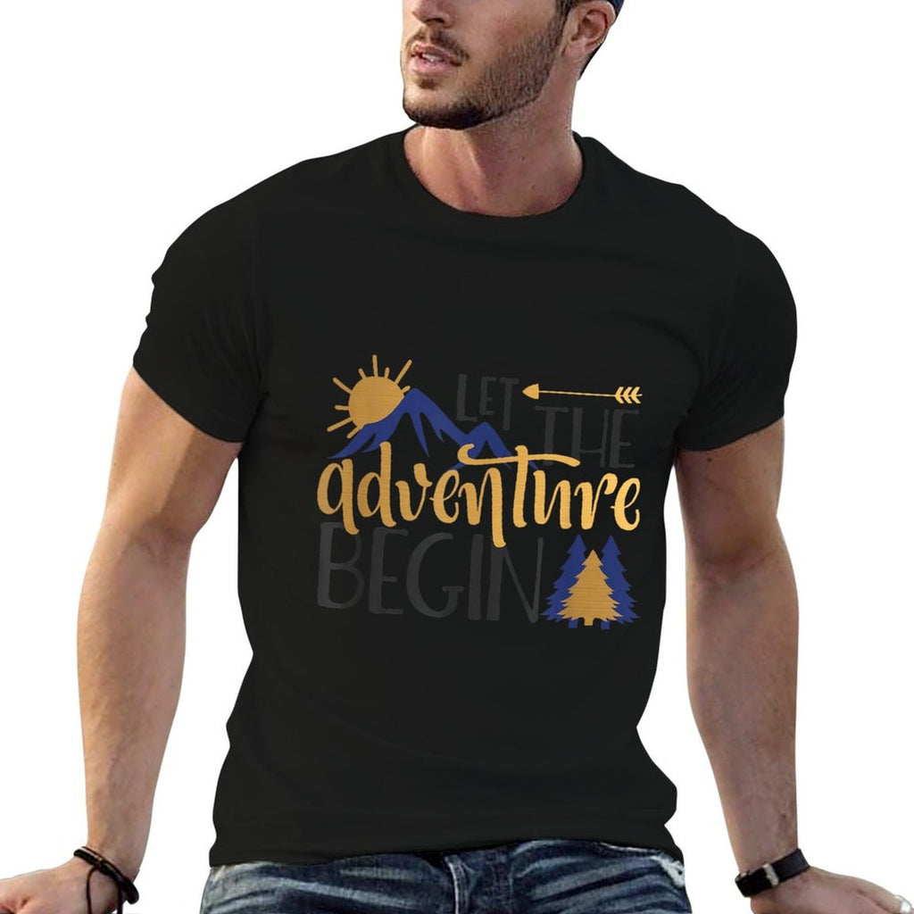 Let The Adventure Begin Gift  Ribbed Collar T-Shirt