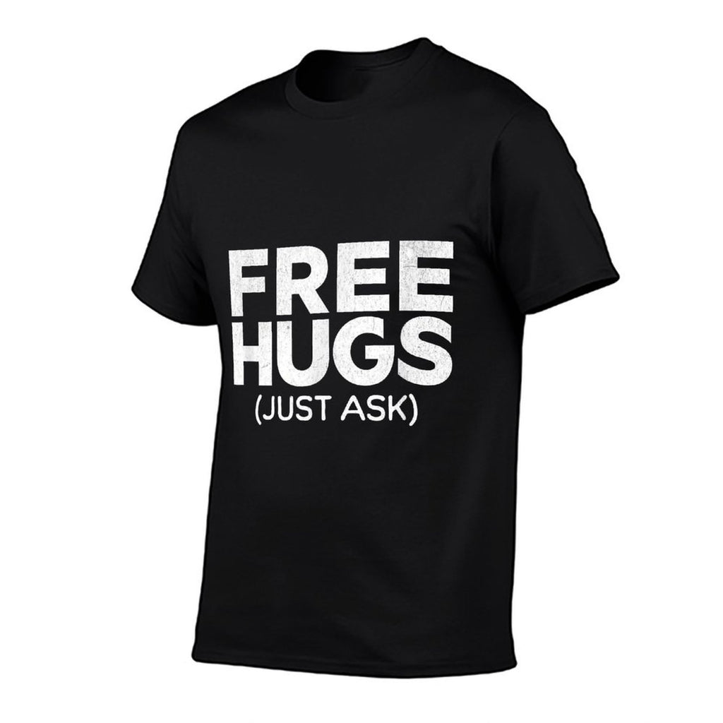 Funny Free Hugs Unisex-Adults Black Cotton Small  Eco-friendly Material T-Shirt