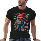 Hip Hop Gingerbread Man X-Mas Funny Christmas Mens Boys  Graphic-printed T-Shirt