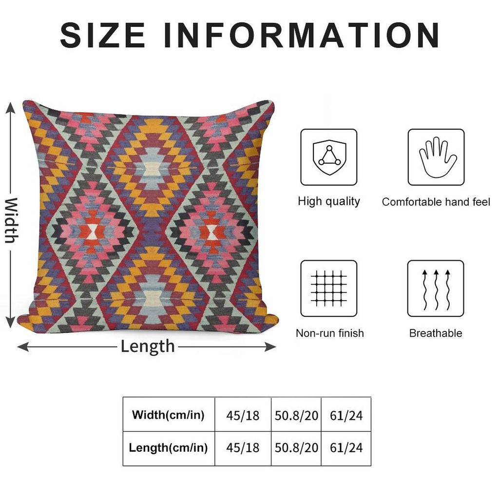Turkish Kilim Soft Washable Throw Pillow