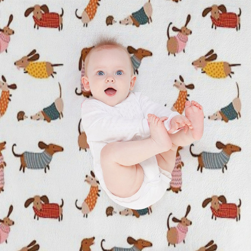 Cute Dachshunds in Winter Sweaters Multi-functional Throw Blanket