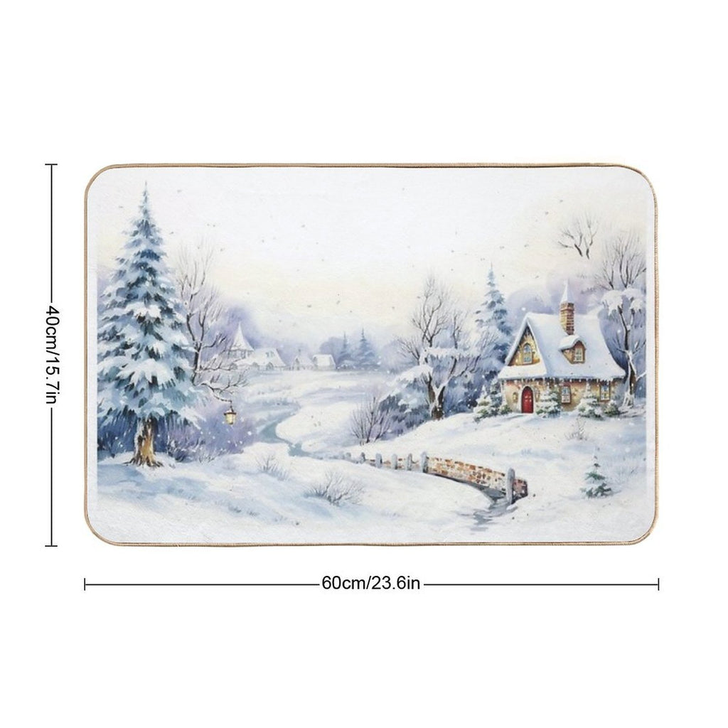Christmas Snowy Landscape Art  Multi-Purpose Bath Mat