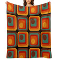 Retro Geometric Gradient Square And Circle Pattern 222 Anti-pilling Throw Blanket