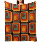 Retro Geometric Gradient Square And Circle Pattern 222 Anti-pilling Throw Blanket