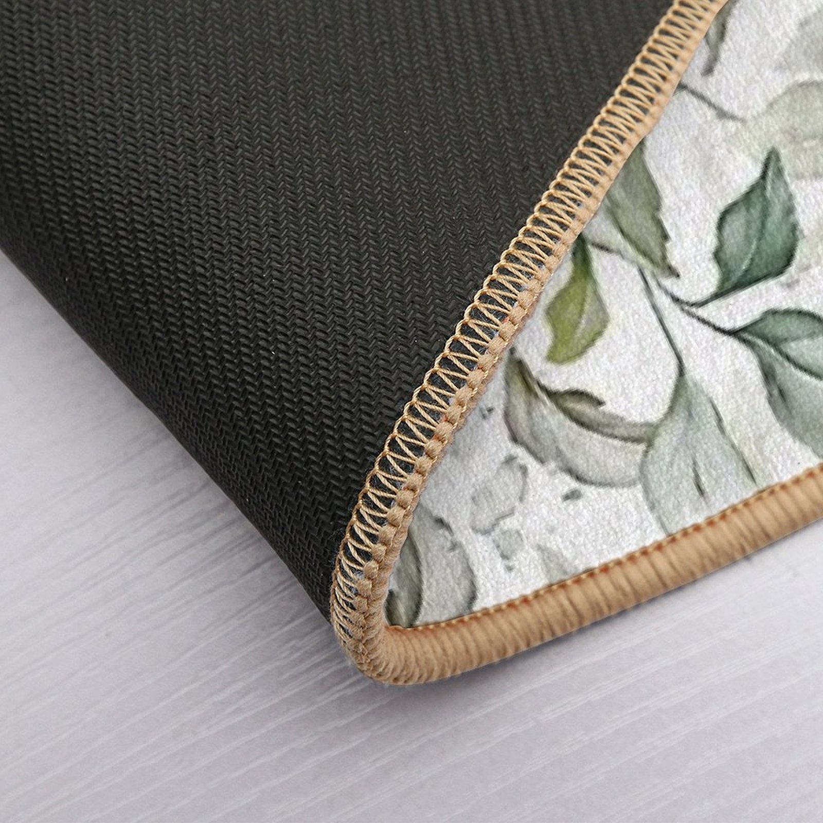 Elegant Watercolor Leaf Design on White Background  Non-Slip Bath Mat