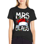 Mr And Mrs Claus Couples Matching Christmas Pajamas Santa  Graphic-printed T-Shirt