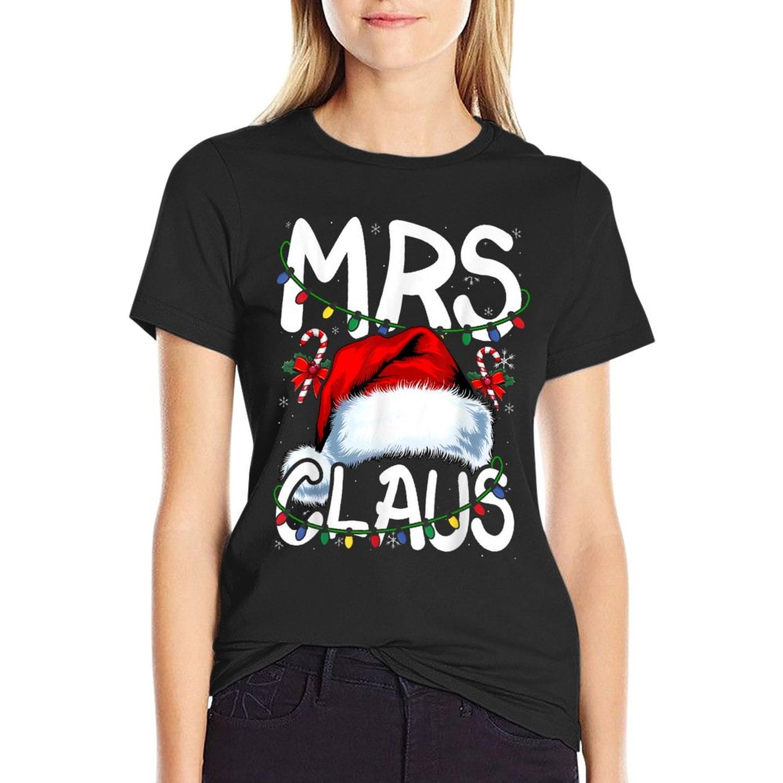 Mr And Mrs Claus Couples Matching Christmas Pajamas Santa  Graphic-printed T-Shirt