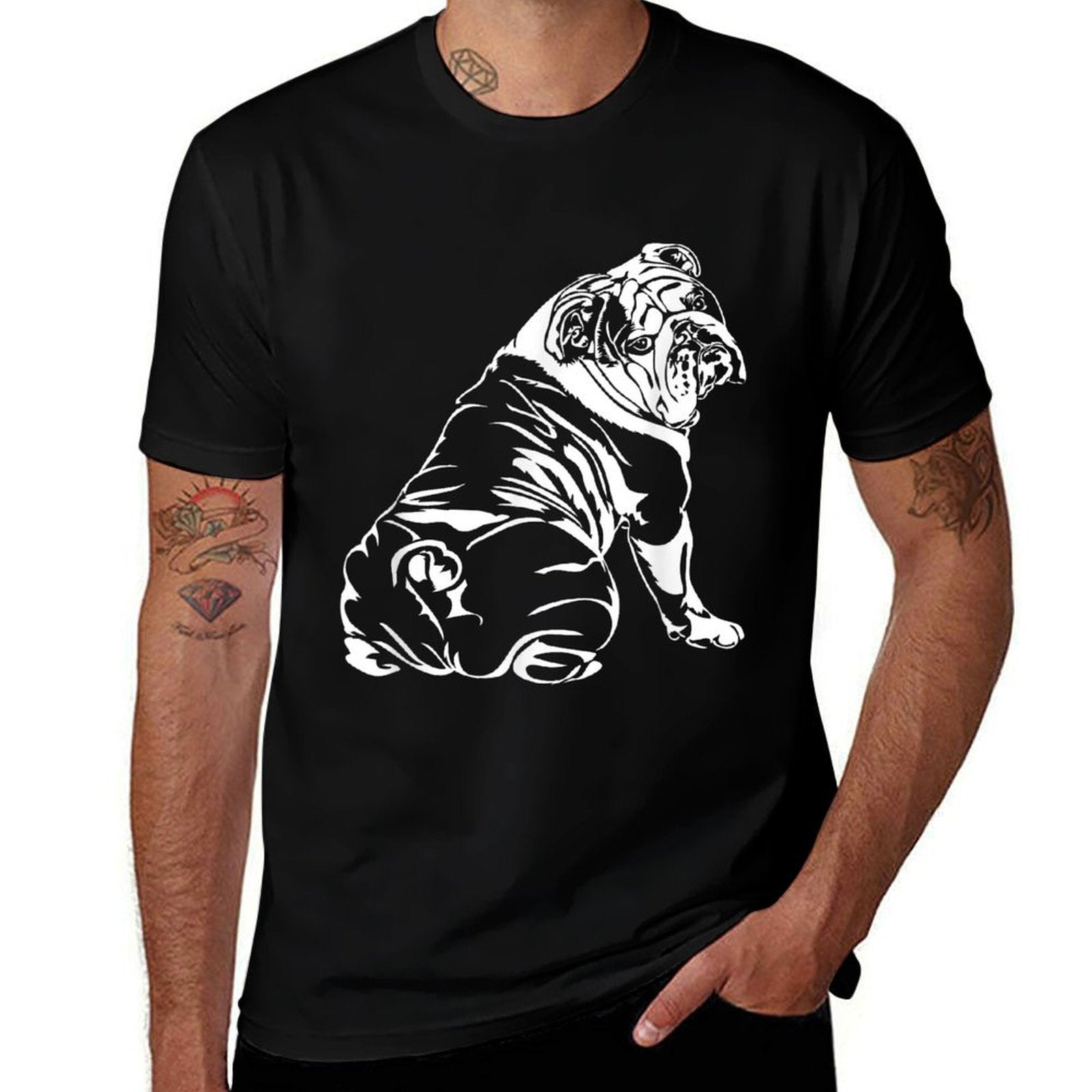 Funny English Bulldog Dog Hund Men Women Girls Kids  Wrinkle-resistant T-Shirt