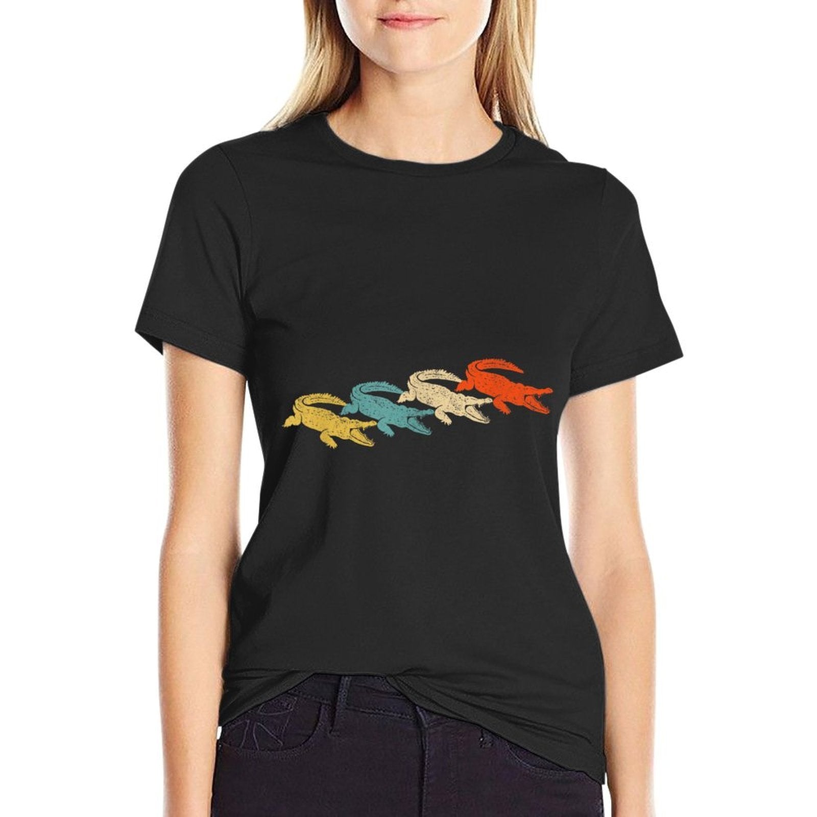 Retro Crocodile Alligator  Graphic-printed T-Shirt