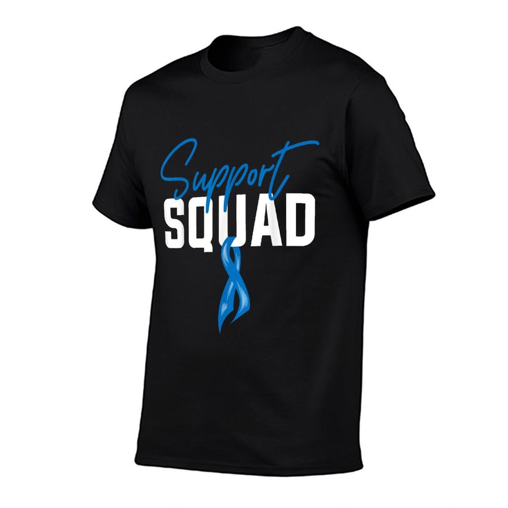 Colon Cancer Awareness Support Squad Blue Ribbon  Rolled Sleeves T-Shirt