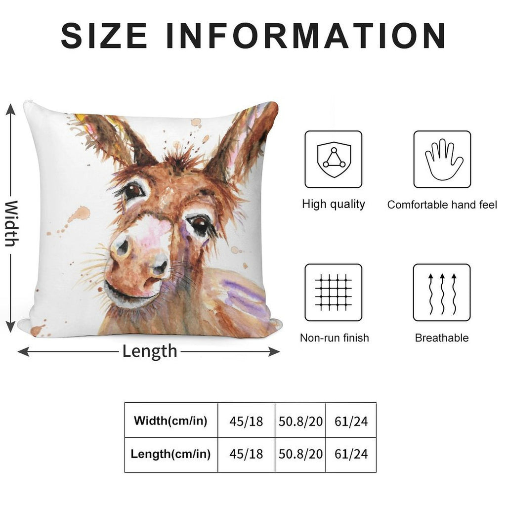 Cute Donkey Face Soft Washable Throw Pillow