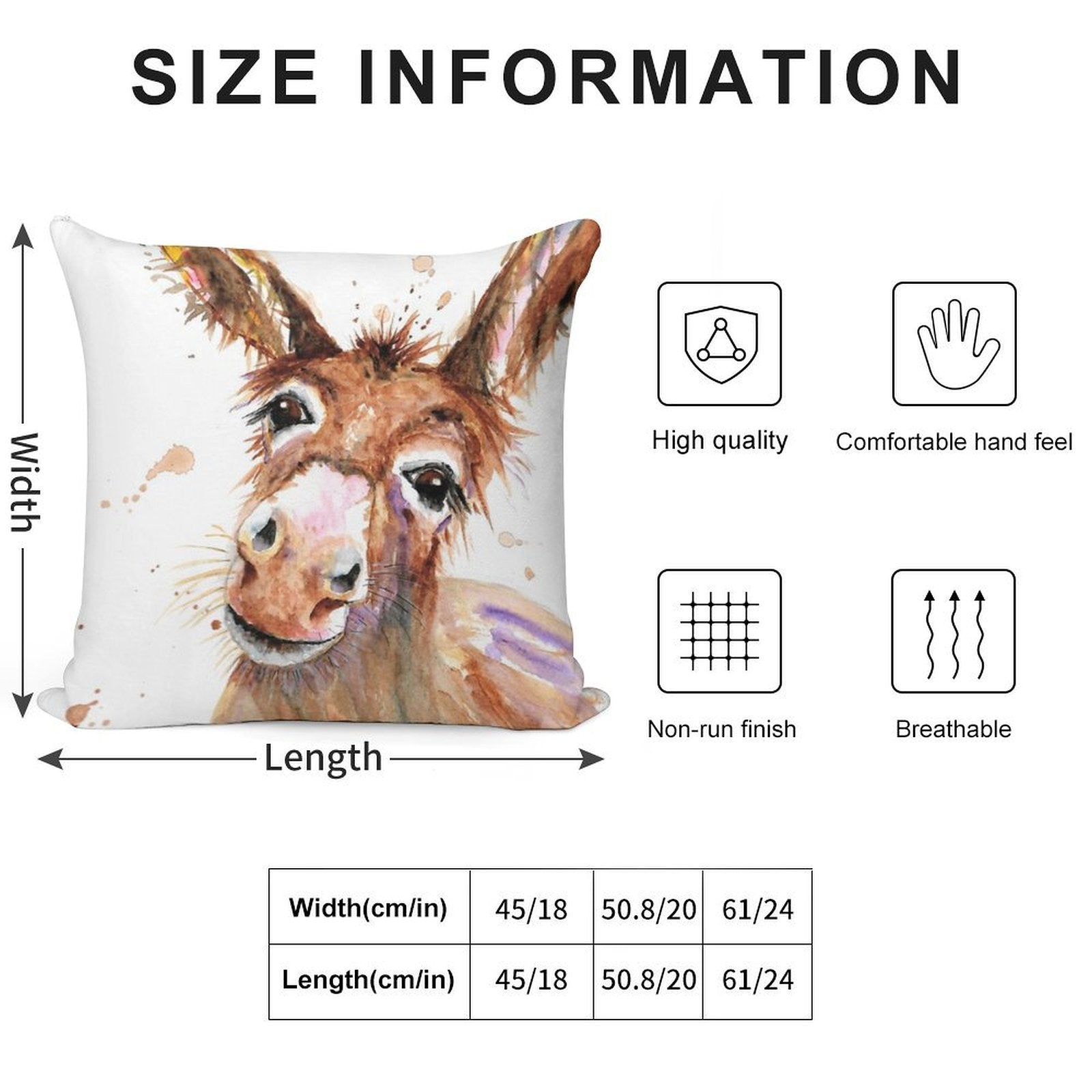 Cute Donkey Face Soft Washable Throw Pillow
