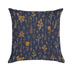 Navy Blue & Mustard Yellow Floral Pattern Soft Anti-Pilling Throw Pillow