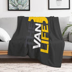 The Van Life Logo Grey Yellow Lightweight Throw Blanket