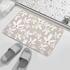 Quirky Florals in Beige, Terracotta And White  Dirt-Trapping Bath Mat