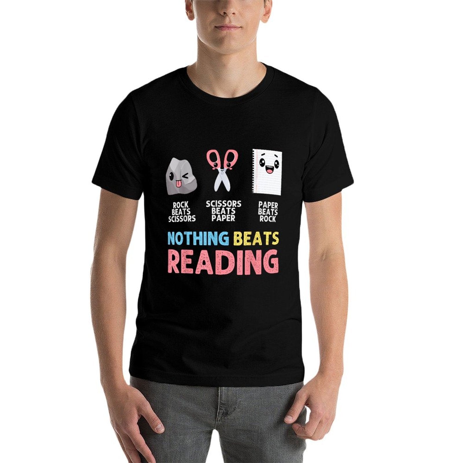 Nothing Beats Reading Funny Rock Paper Scissors  Easy-care T-Shirt