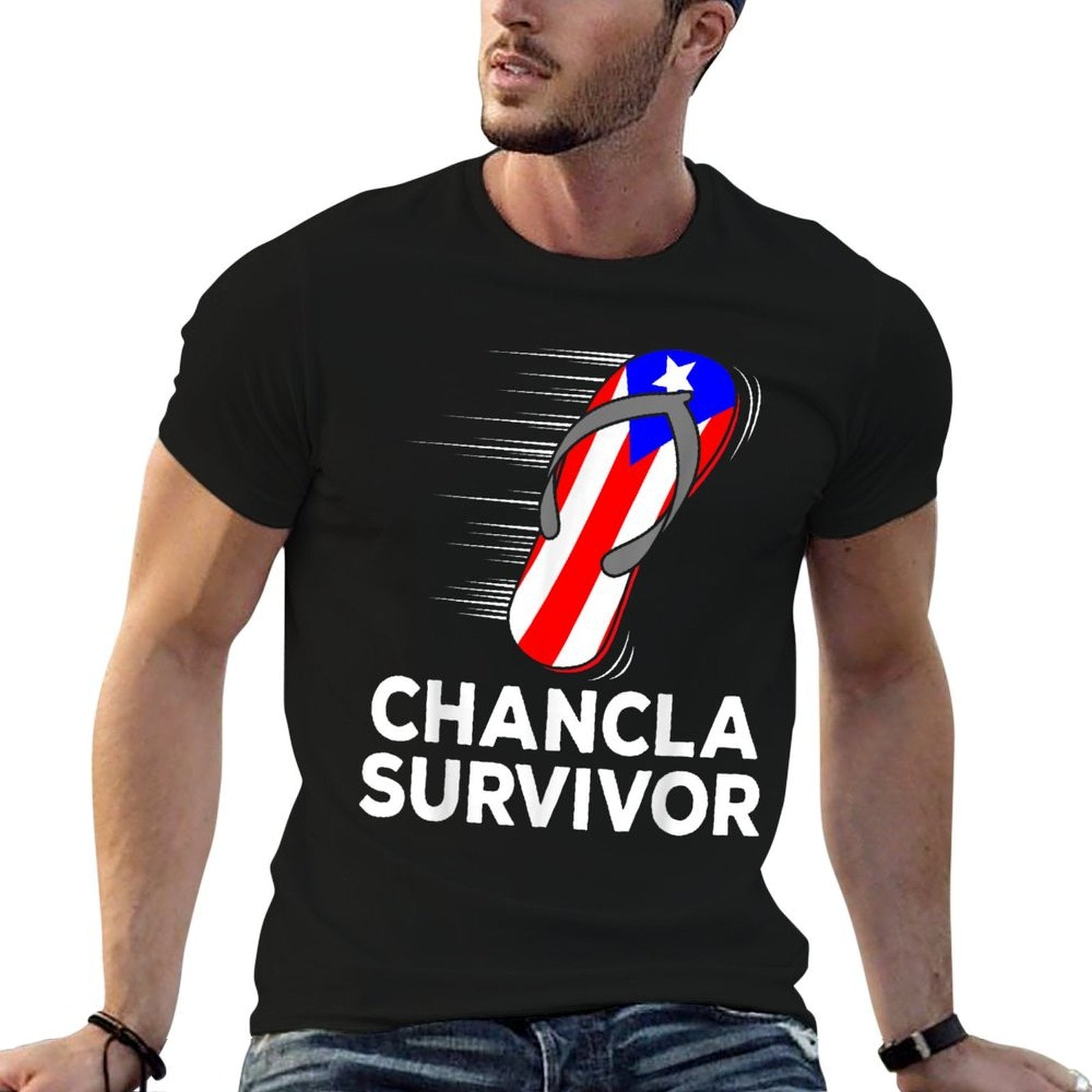 Chancla Survivor Puerto Rico Funny Spanish Joke Gift Idea  Graphic-printed T-Shirt
