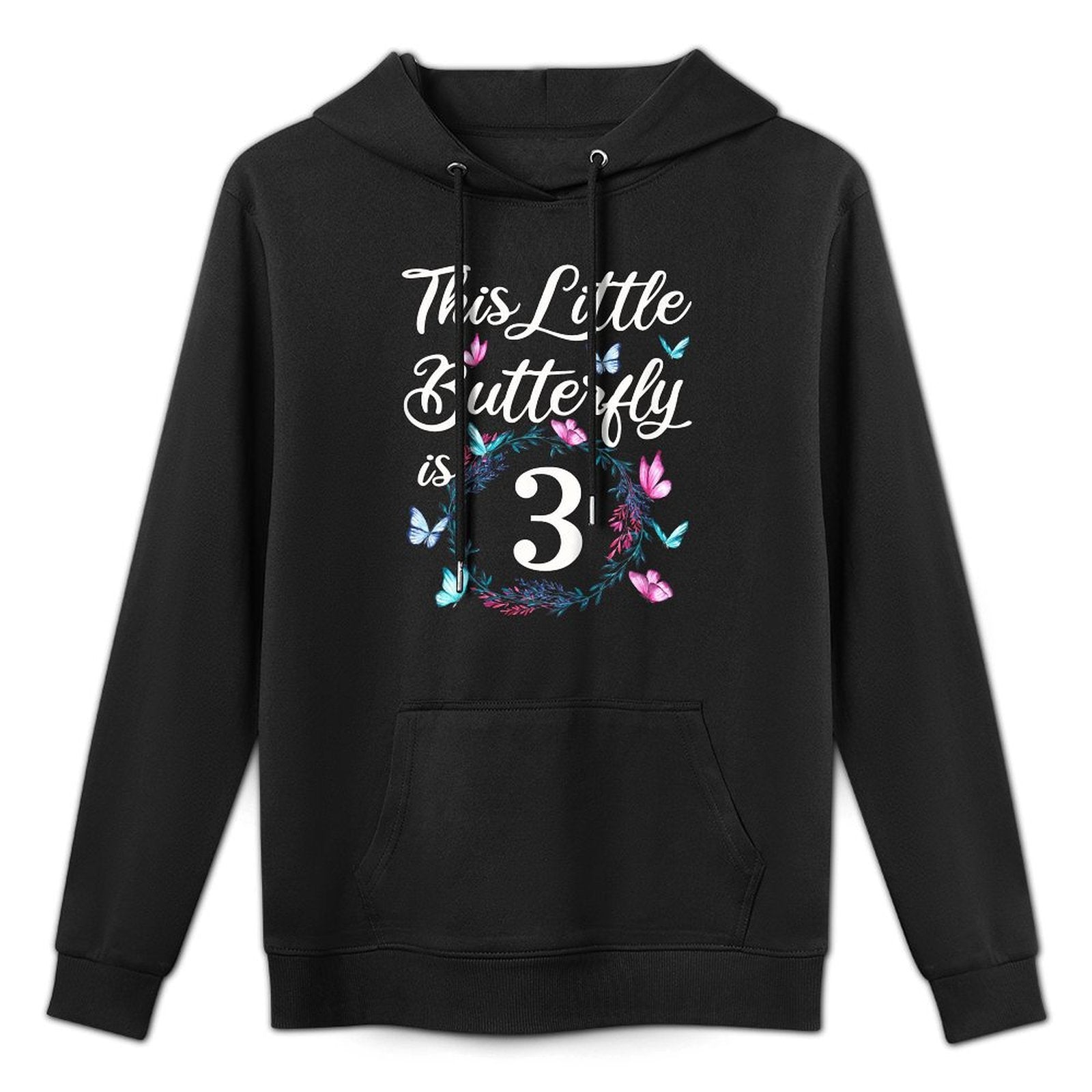 Kids 3rd Birthday This Little Butterfly Is 3 Years Old Customizable Surface Hoodie