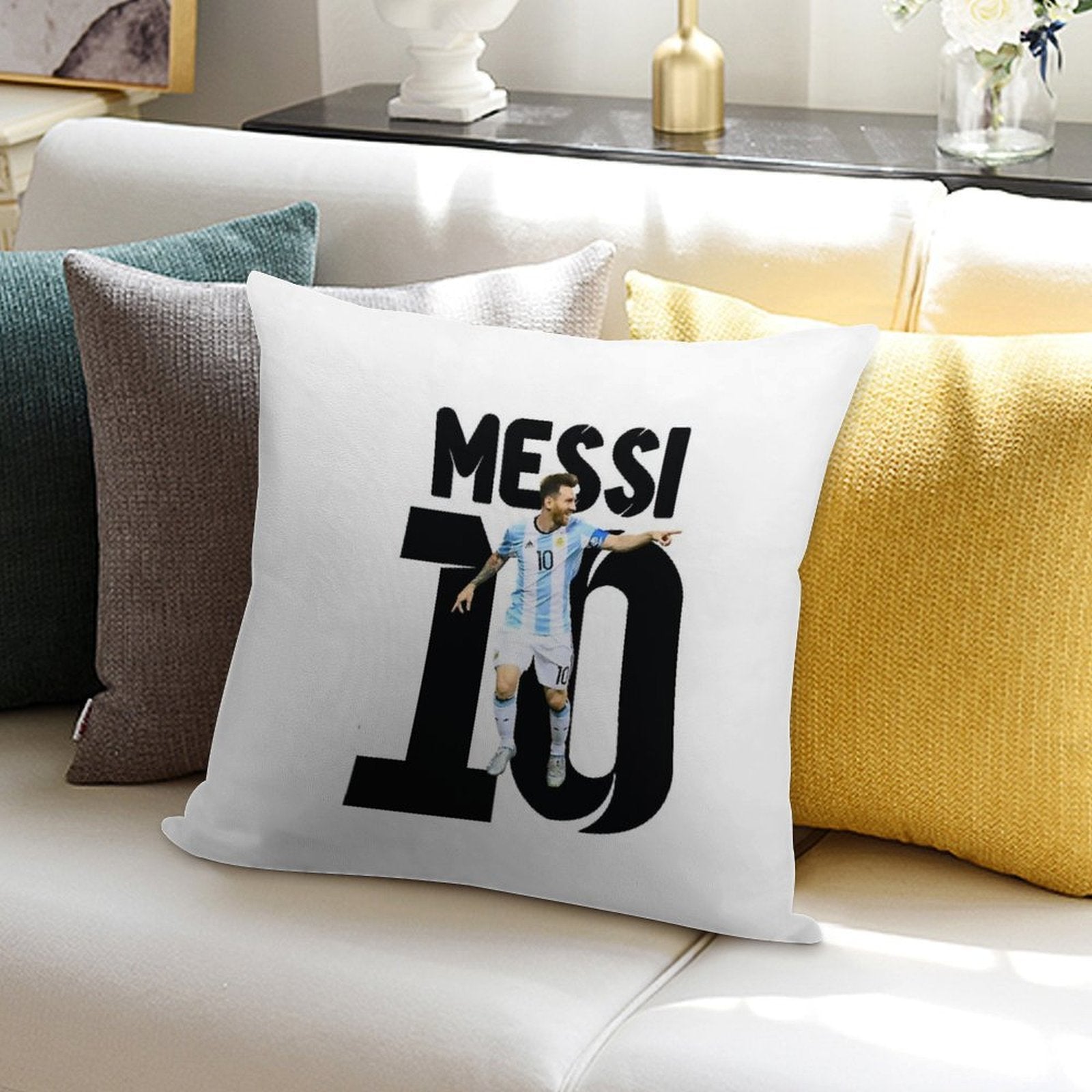 Messi 10 Soft Bedroom Essential Throw Pillow
