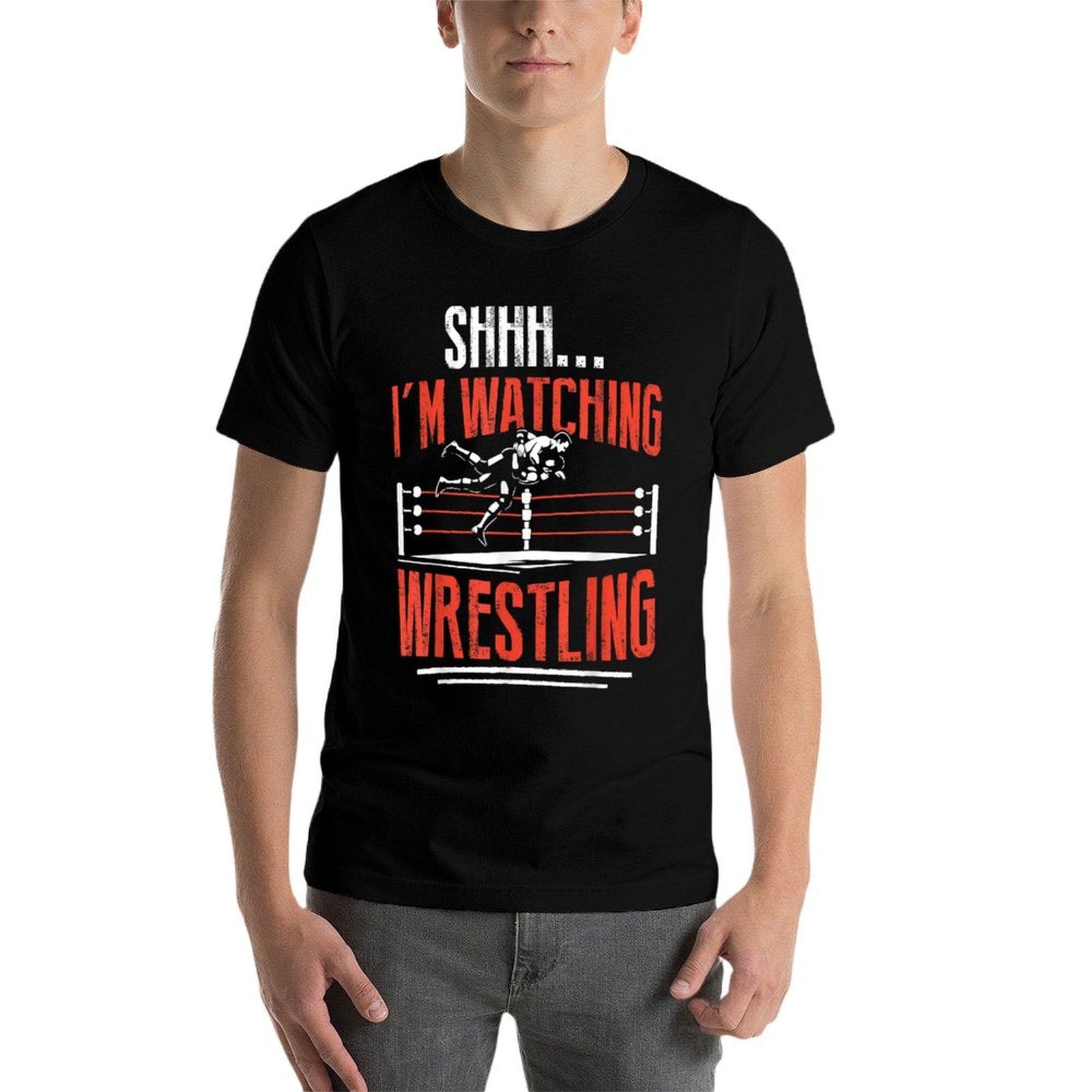 Shhh Im Watching Wrestling Funny Wrestler Men Women Kids  Soft T-Shirt