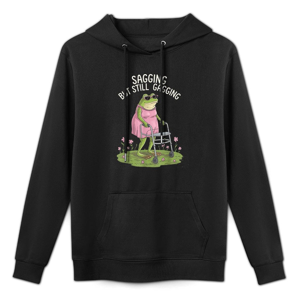 Sagging But Still Gagging Funny Meme Frog Humor Women Girls Pilling-Resistant Hoodie