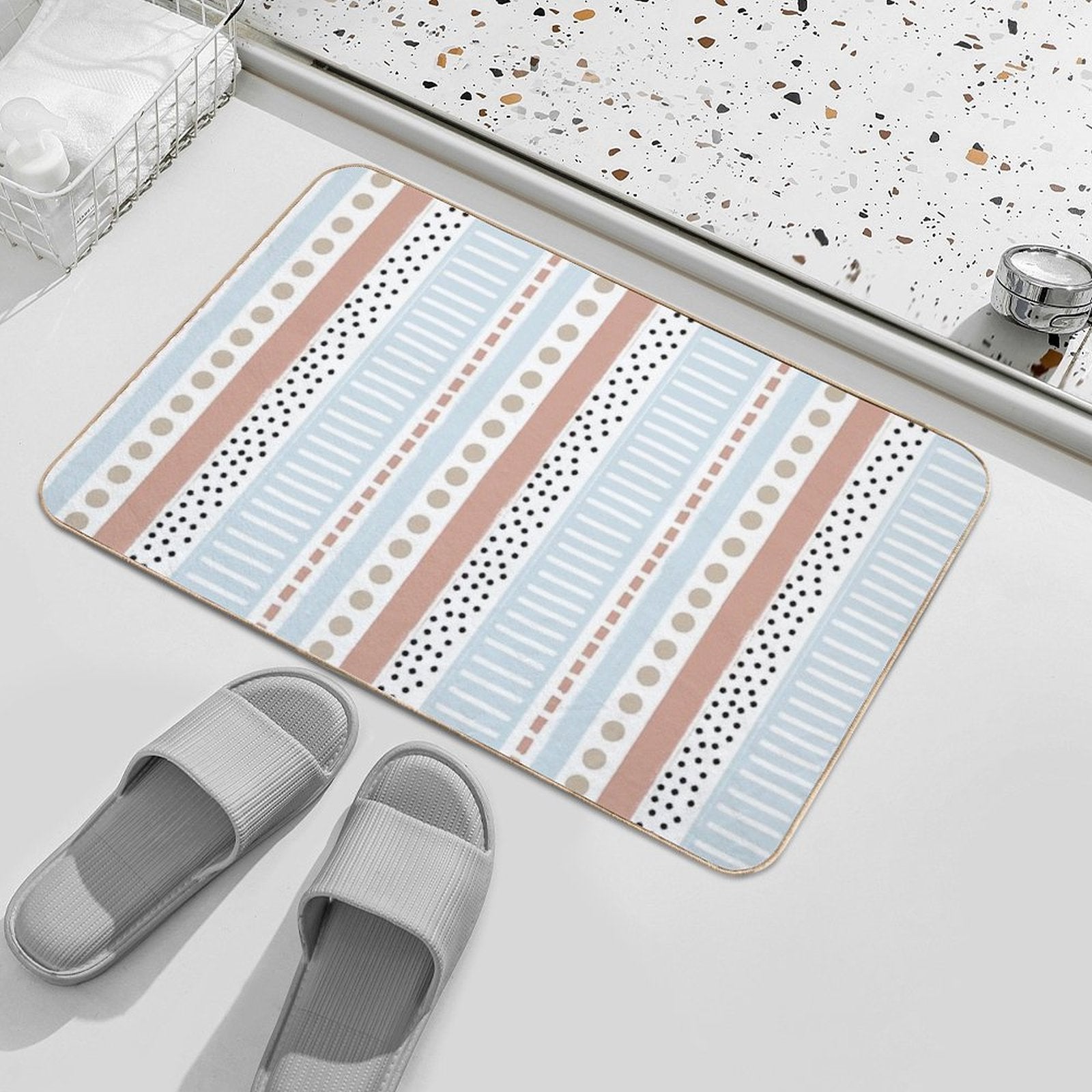 Pastel Stripe Pattern  Eco-Friendly Bath Mat