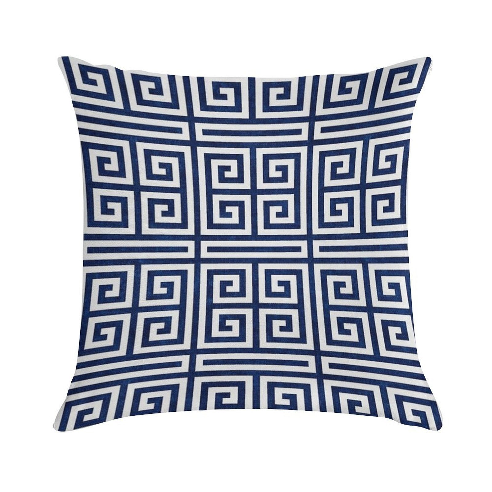 Greek Key - Blue And White Soft Skin-Friendly Throw Pillow