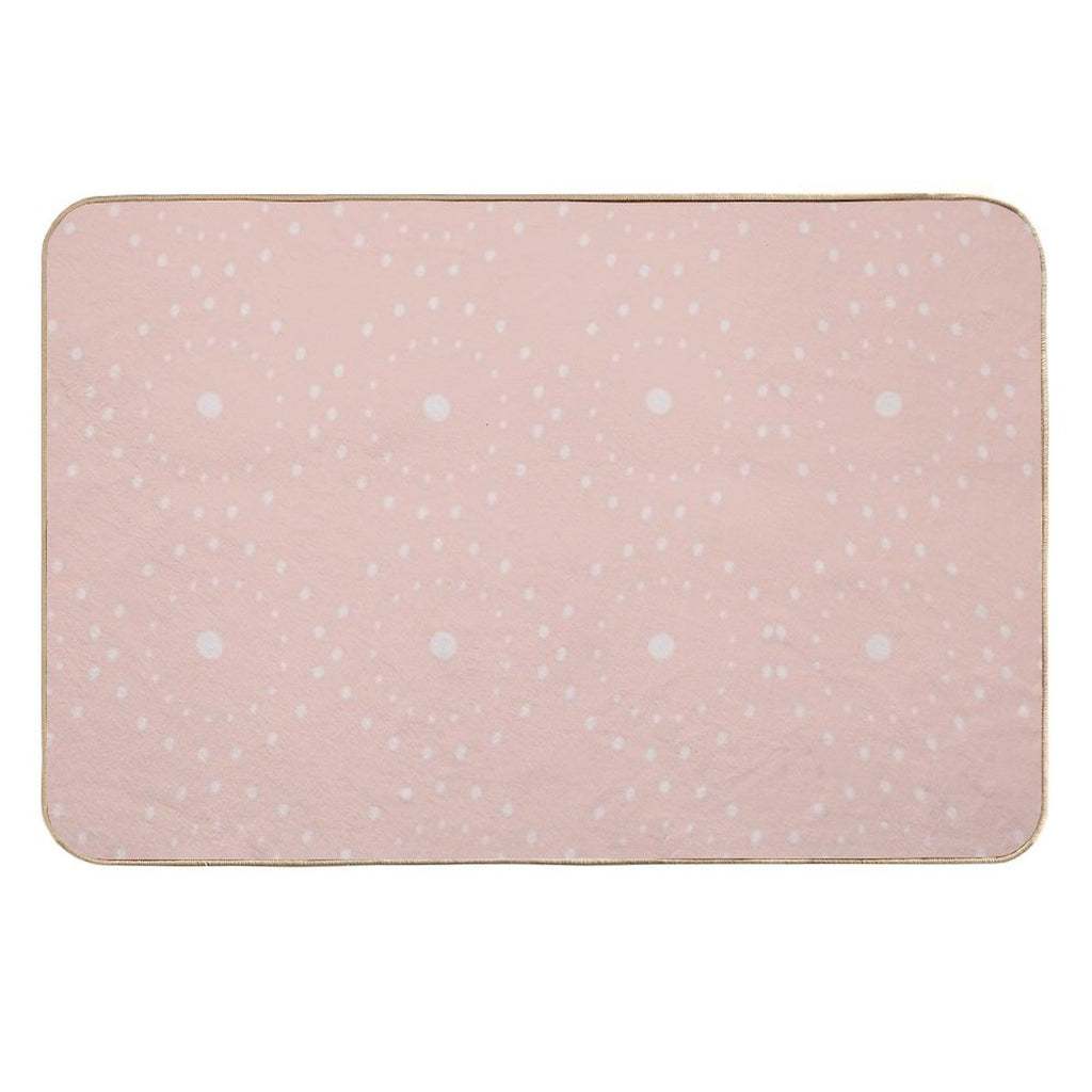 Cute Boho Minimalist Dotted Circles Design Coral Pink  Pet-Safe Bath Mat
