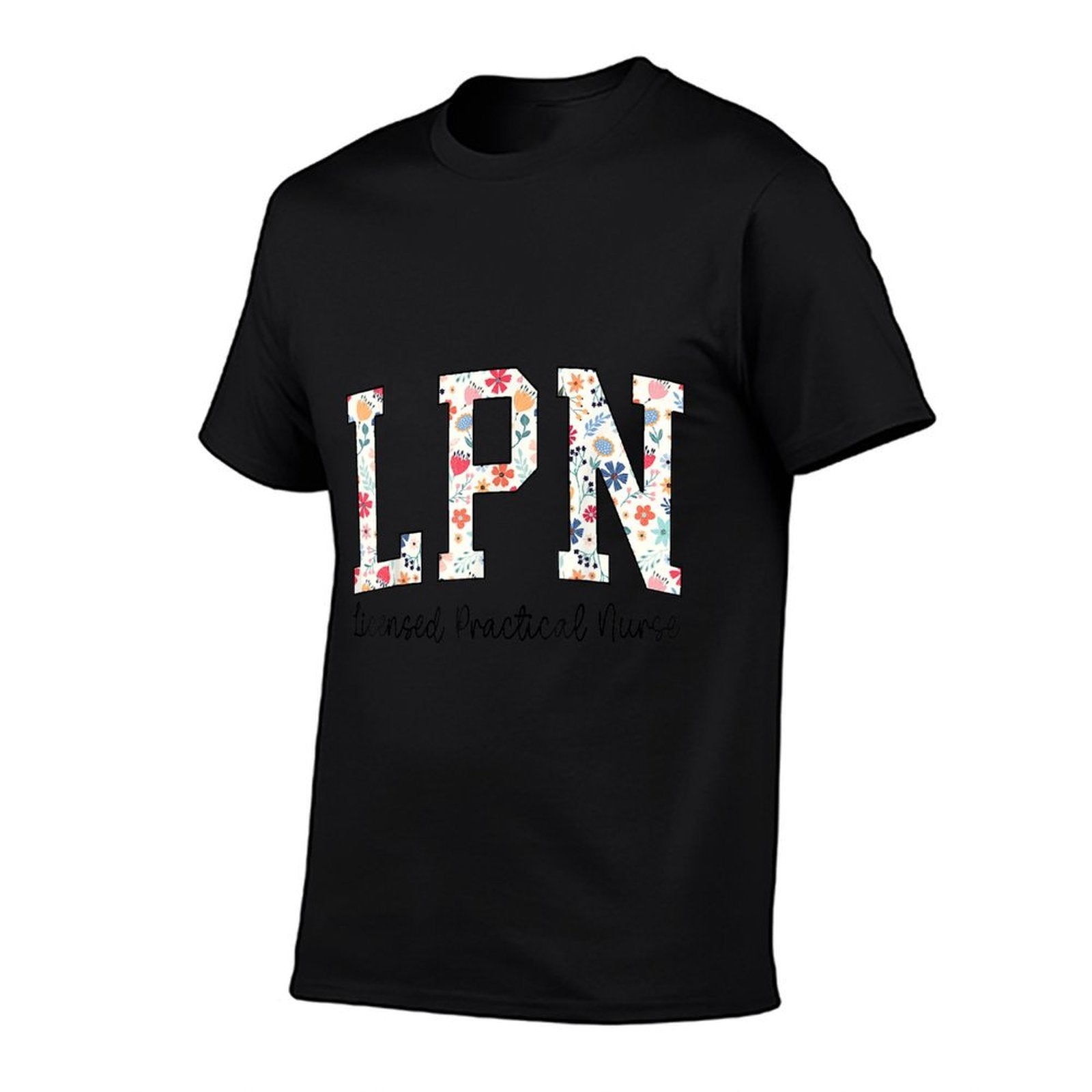 LPN Nurse Licensed Practical Nursing Flower Retro Healthcare  Rolled Sleeves T-Shirt
