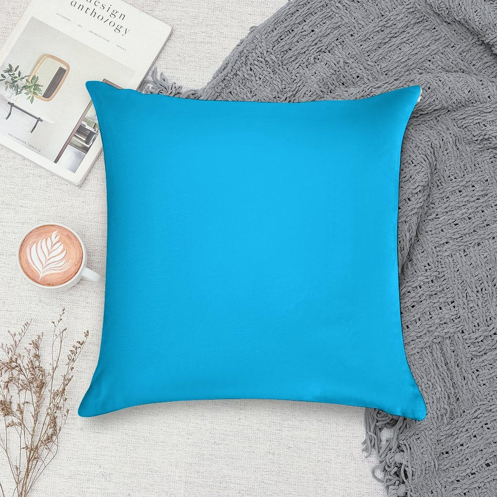 Deep Sky Blue  Solid Sky Blue  Plain Deep Sky Blue Soft High-Density Material Throw Pillow