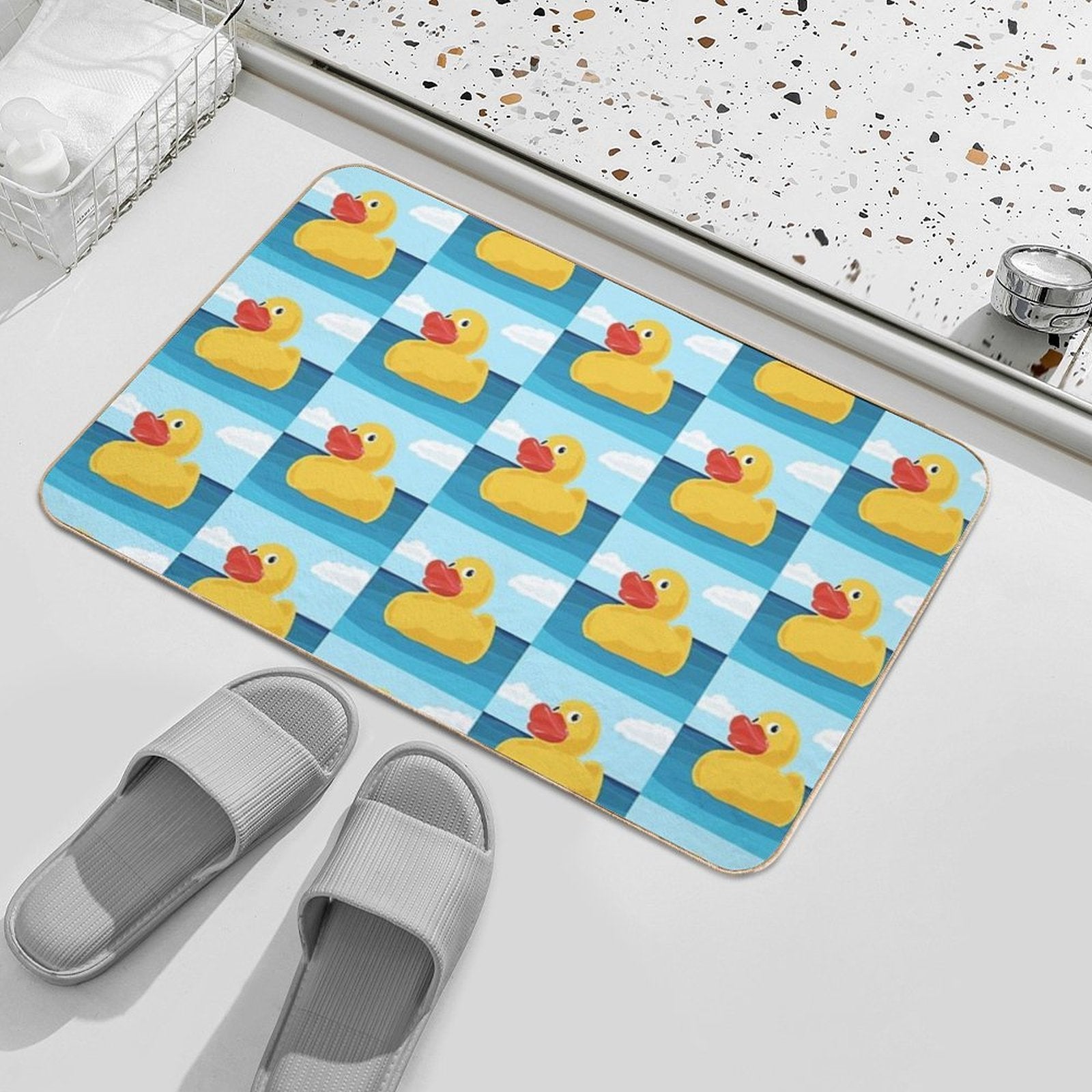 Yellow Rubber Duck  Easy Maintenance Bath Mat