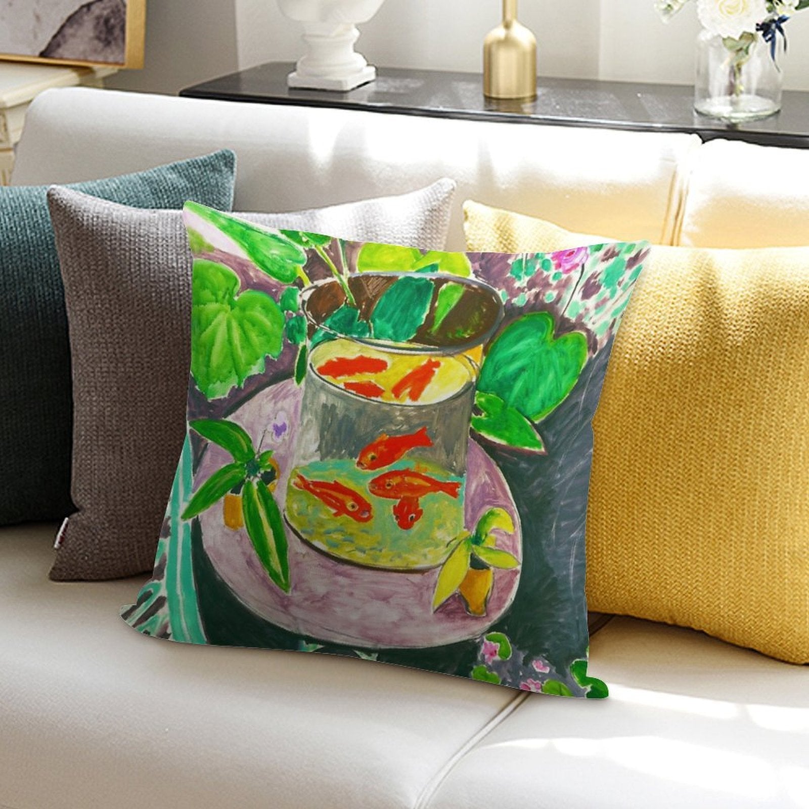Matisse - Goldfish Soft Fade-Resistant Throw Pillow