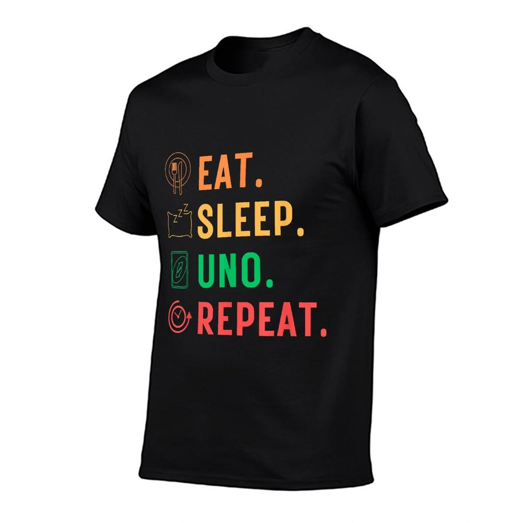 Eat Sleep Uno Repeat Funny Uno Cute Tee For Kids Women Men  Oversized Silhouette T-Shirt
