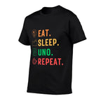 Eat Sleep Uno Repeat Funny Uno Cute Tee For Kids Women Men  Oversized Silhouette T-Shirt