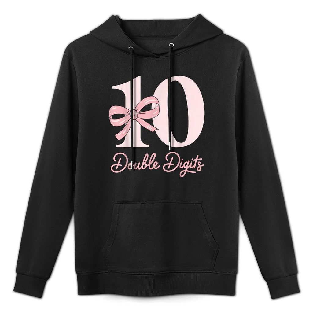 10 Double Digits 10th Birthday Girl Coquette 10 Year Old Colorfast Hoodie