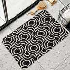 Modernist Abstract Arc Pattern 622 Black And Linen White  Odorless Bath Mat