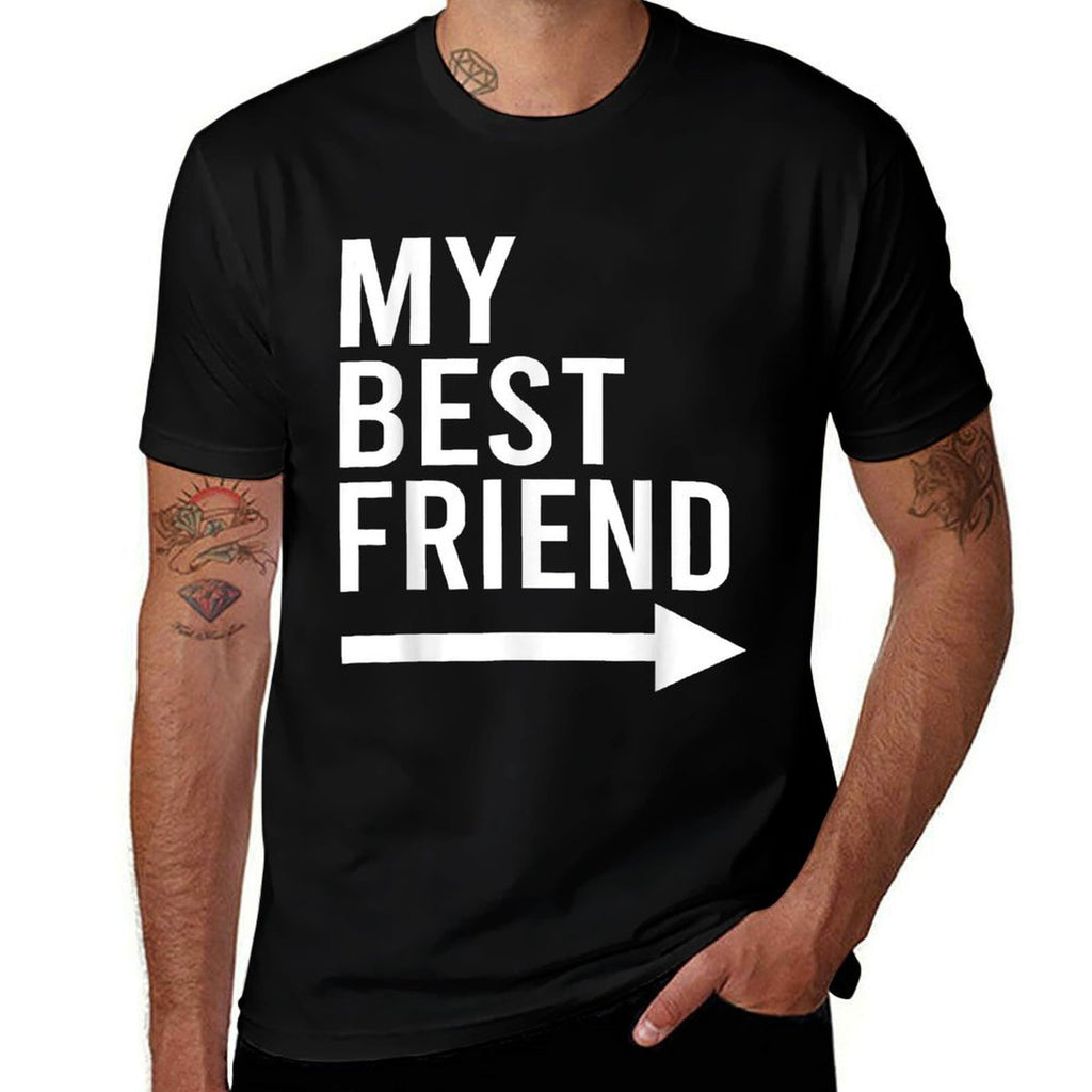 Funny My Best Friend With Arrow Pointing Left Bestie Design  Slim-fit Cut T-Shirt
