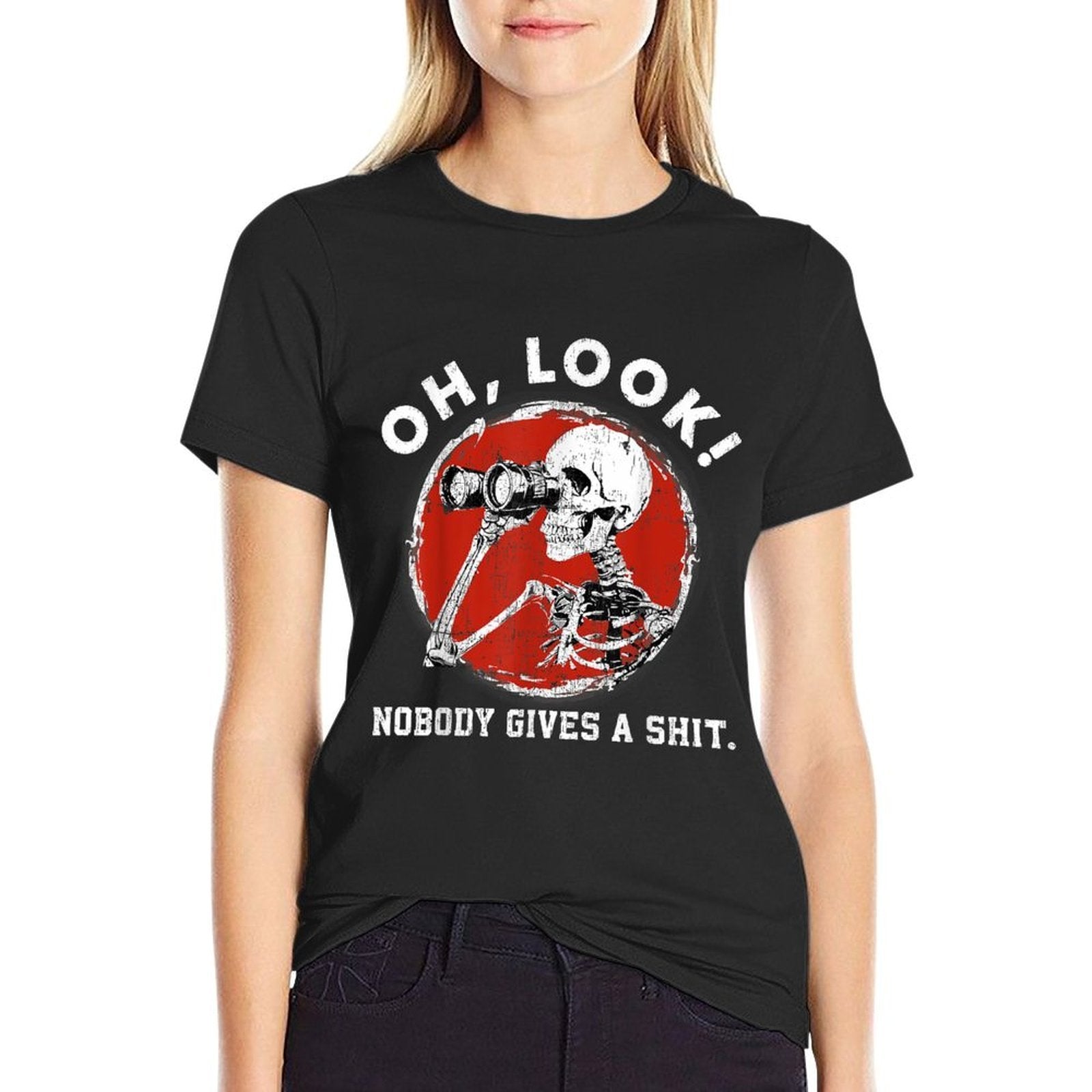 Oh Look Nobody Gives A Skeleton Funny Generation X  Stretchy T-Shirt