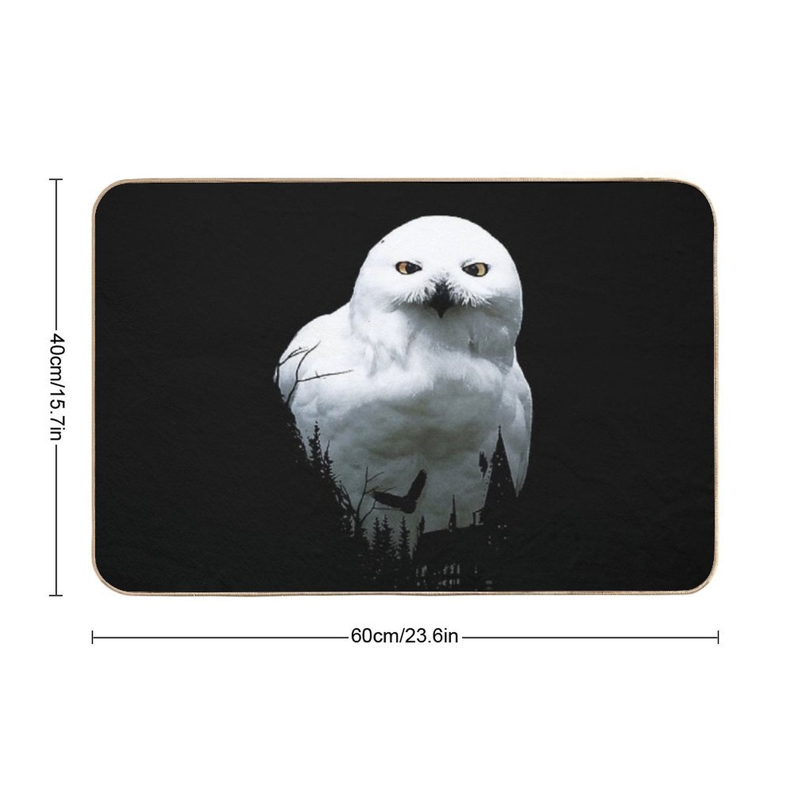 Snowy Arctic Magic Polar Harry Owl, Snowy Large White Harry Owl Drawing, Cute Snowy Owl Harry Owl, Cool Snowy Owl Realistic Art  Easy Maintenance Bath Mat