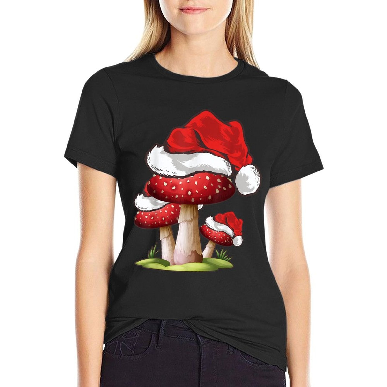 Mushroom Lover Gift Santa Hat Mushroom Christmas  Quick-drying T-Shirt