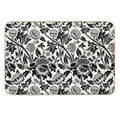 Vintage Flower Ornament Botanical, Black And Cream Durable Bath Mat