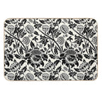 Vintage Flower Ornament Botanical, Black And Cream Durable Bath Mat